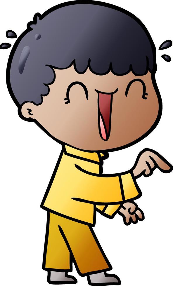 laughing cartoon man pointing finger vector