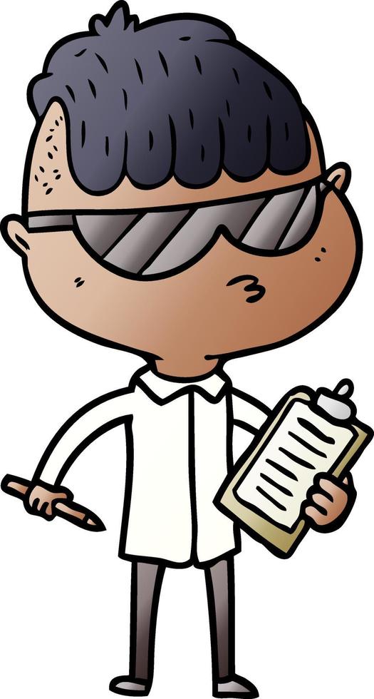 cartoon boy wearing sunglasses vector