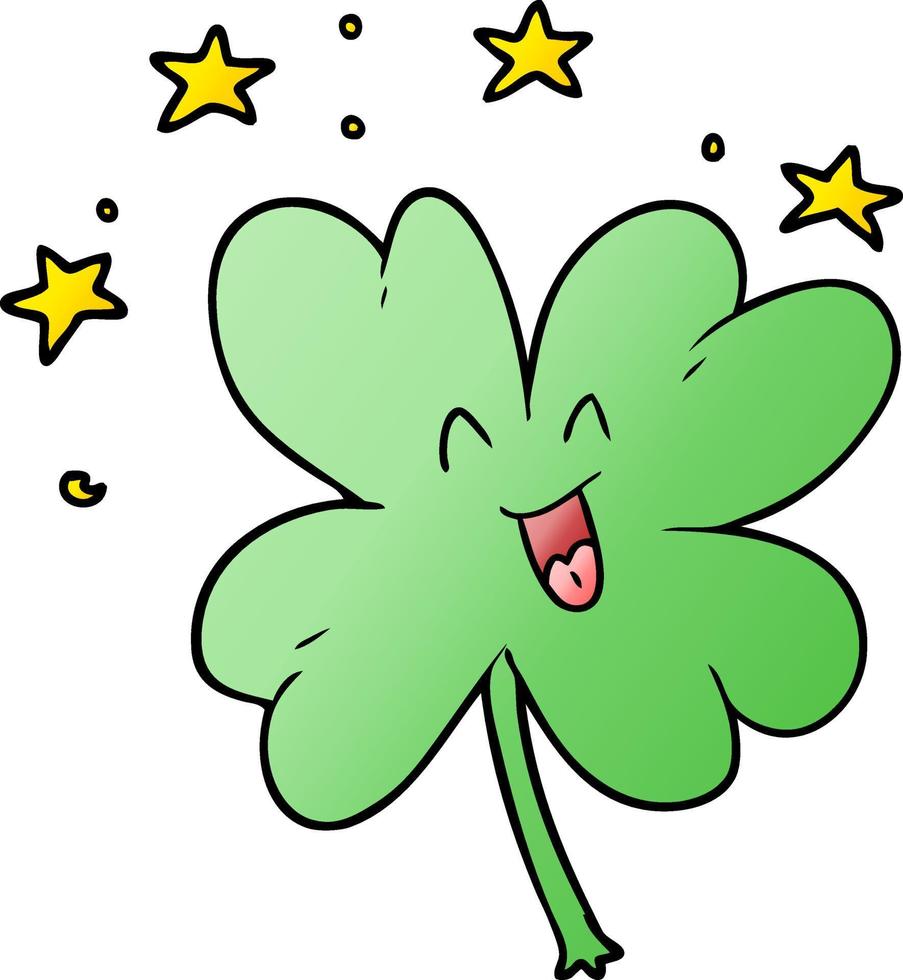 happy cartoon four leaf clover vector