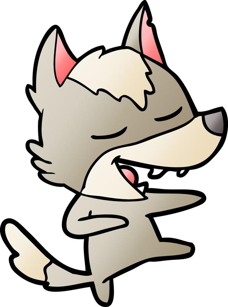 cartoon wolf laughing vector