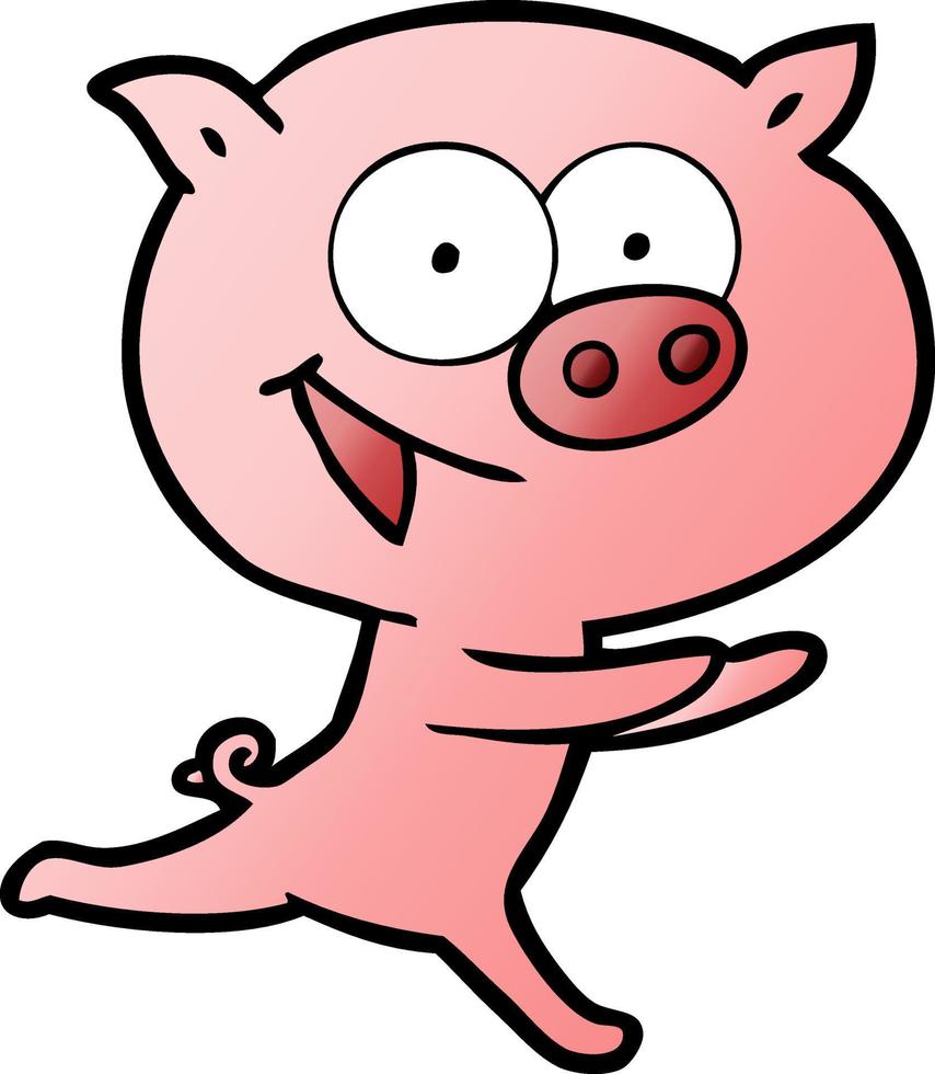 cheerful pig cartoon vector