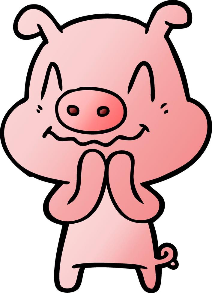 nervous cartoon pig vector