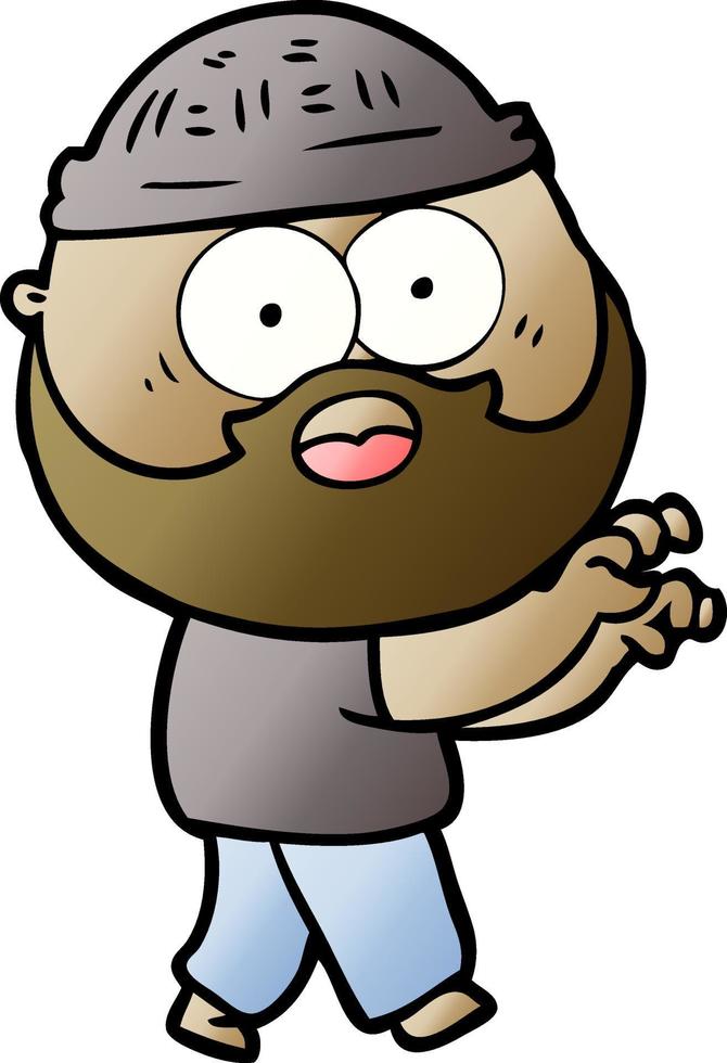 cartoon bearded man grasping vector