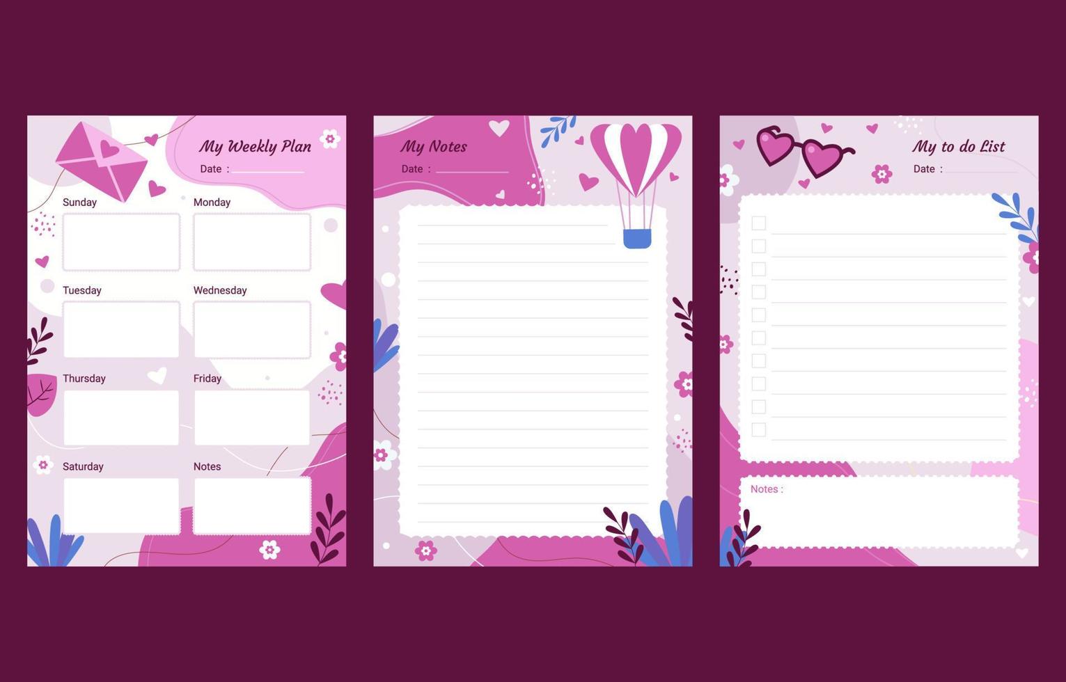 Heart Themed Journal Template vector