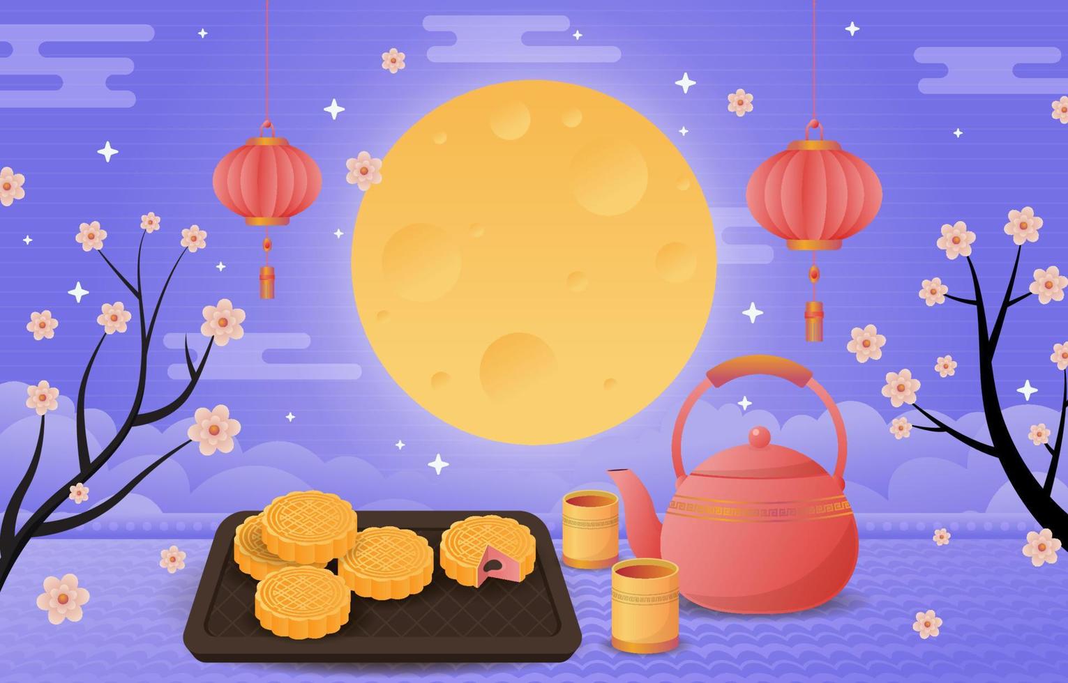 Moon Cake Background vector