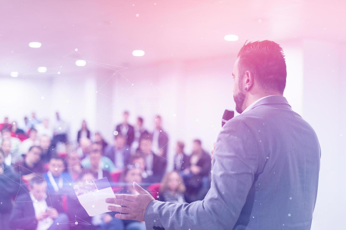 successful businessman giving presentations at conference room photo