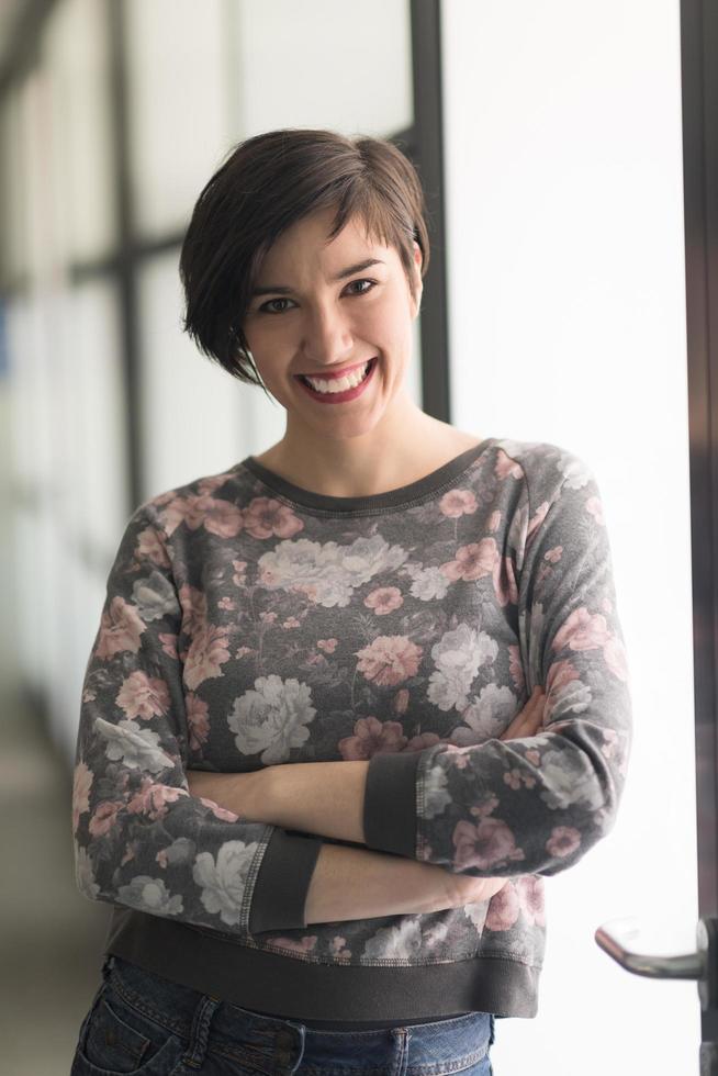 portrait of business woman in casual clothes at startup office photo