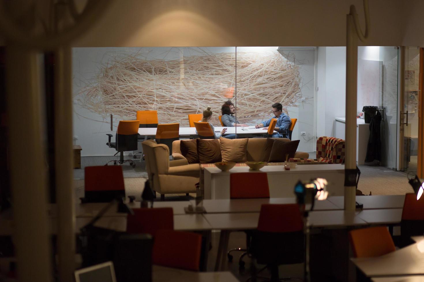 Business Team At A Meeting at modern office building photo