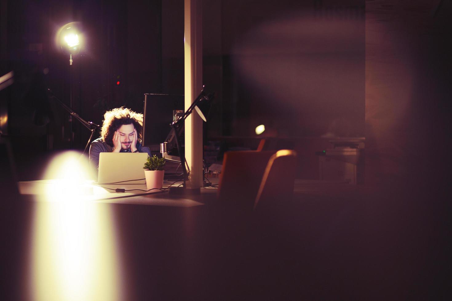 businessman relaxing at the desk photo