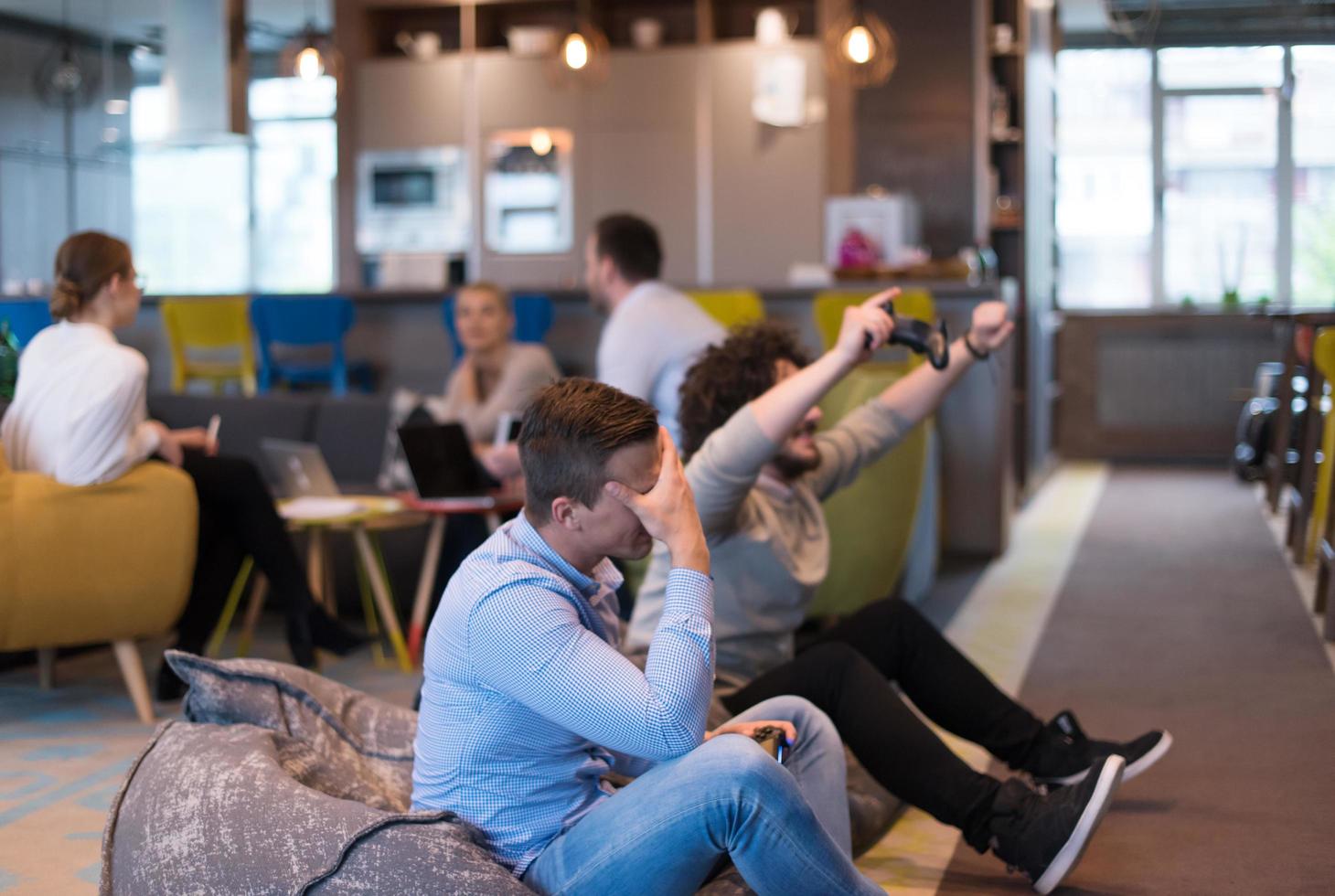 startup Office Workers Playing computer games photo