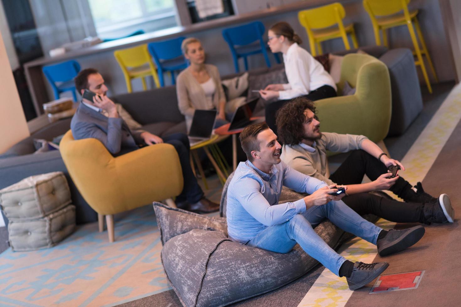 startup Office Workers Playing computer games photo