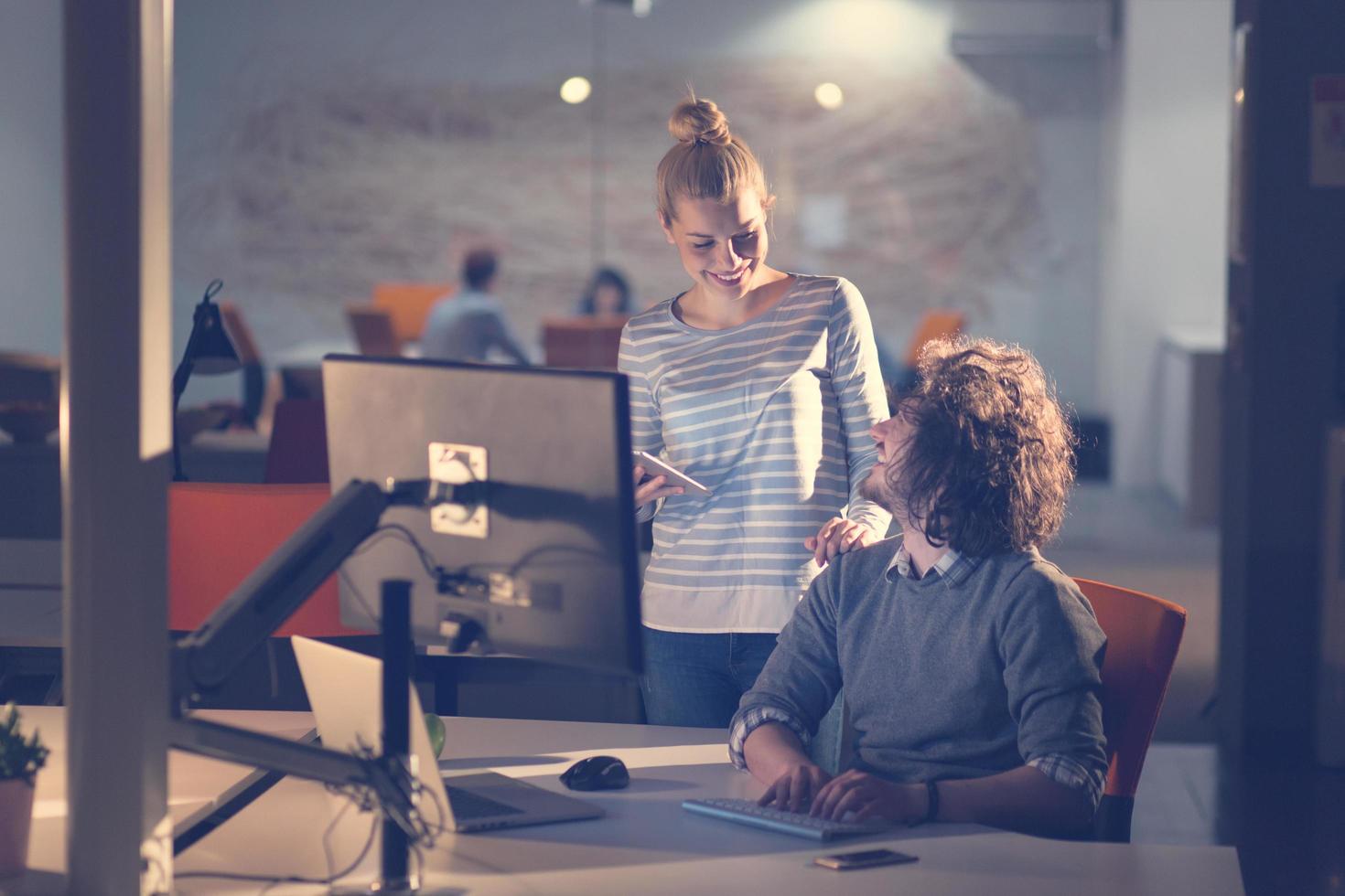 young designers in the night office photo
