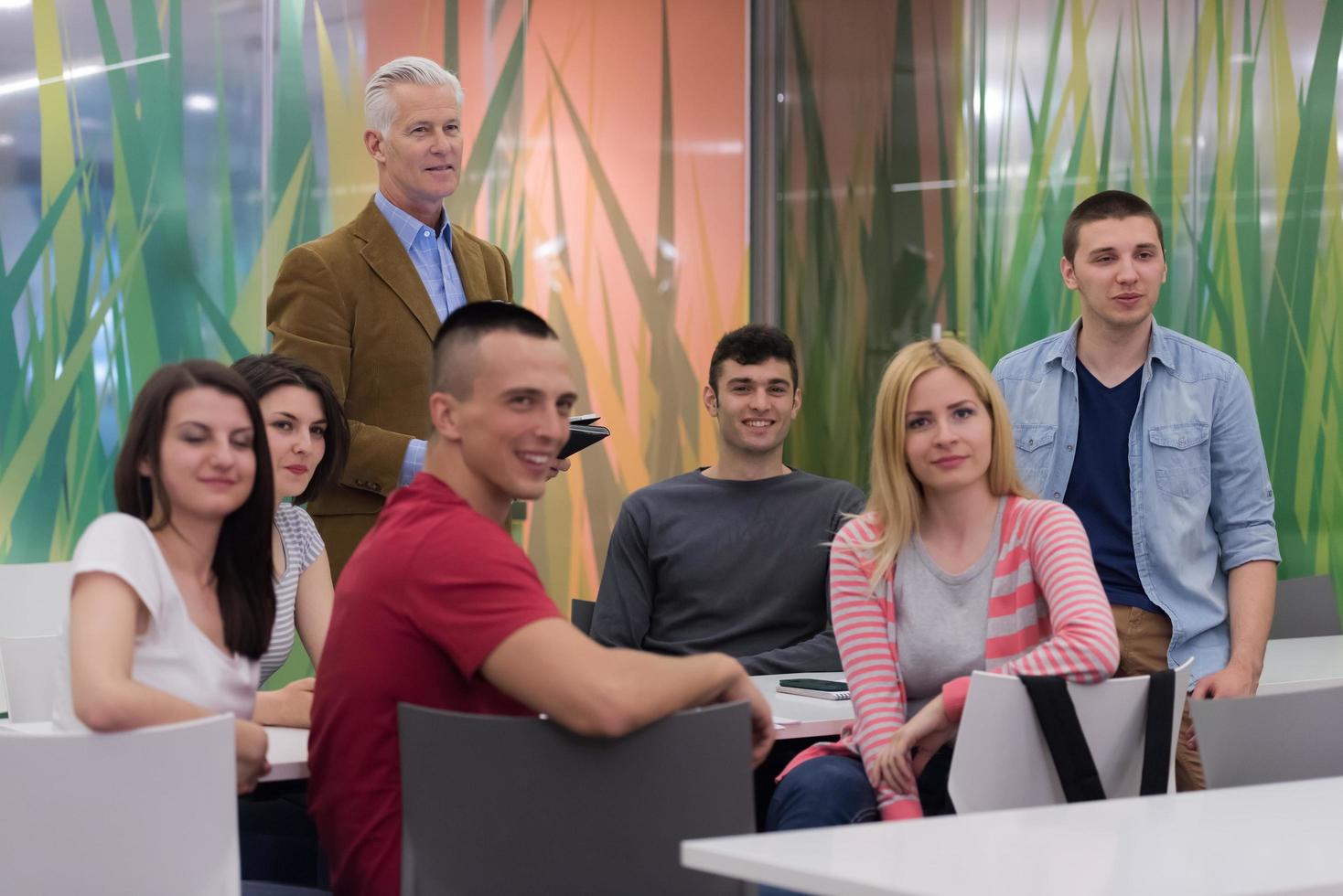 technology students group in computer lab school  classroom photo