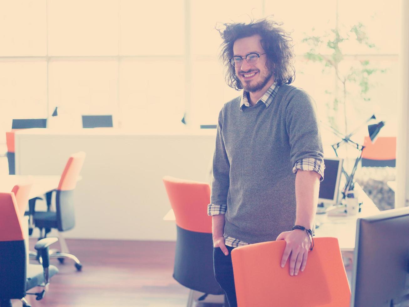 young businessman in startup office photo