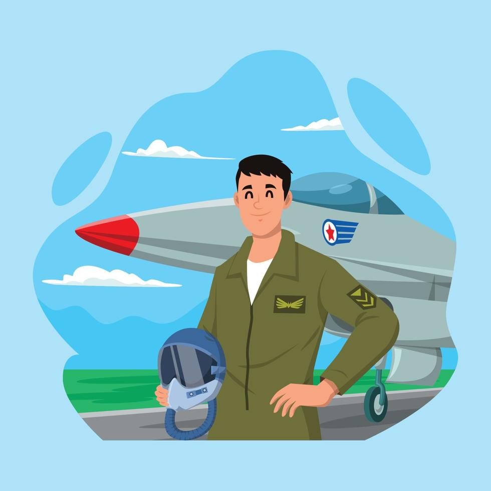 piloto de avión de combate de diseño de personajes vector