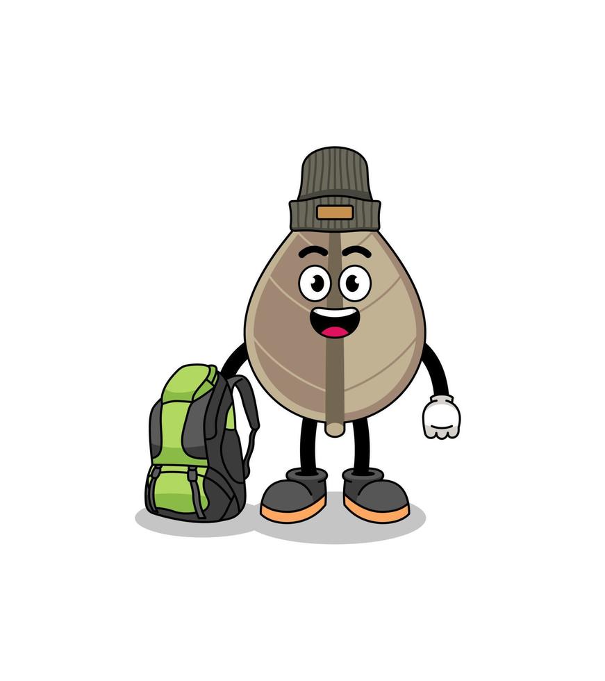 Illustration of dried leaf mascot as a hiker vector