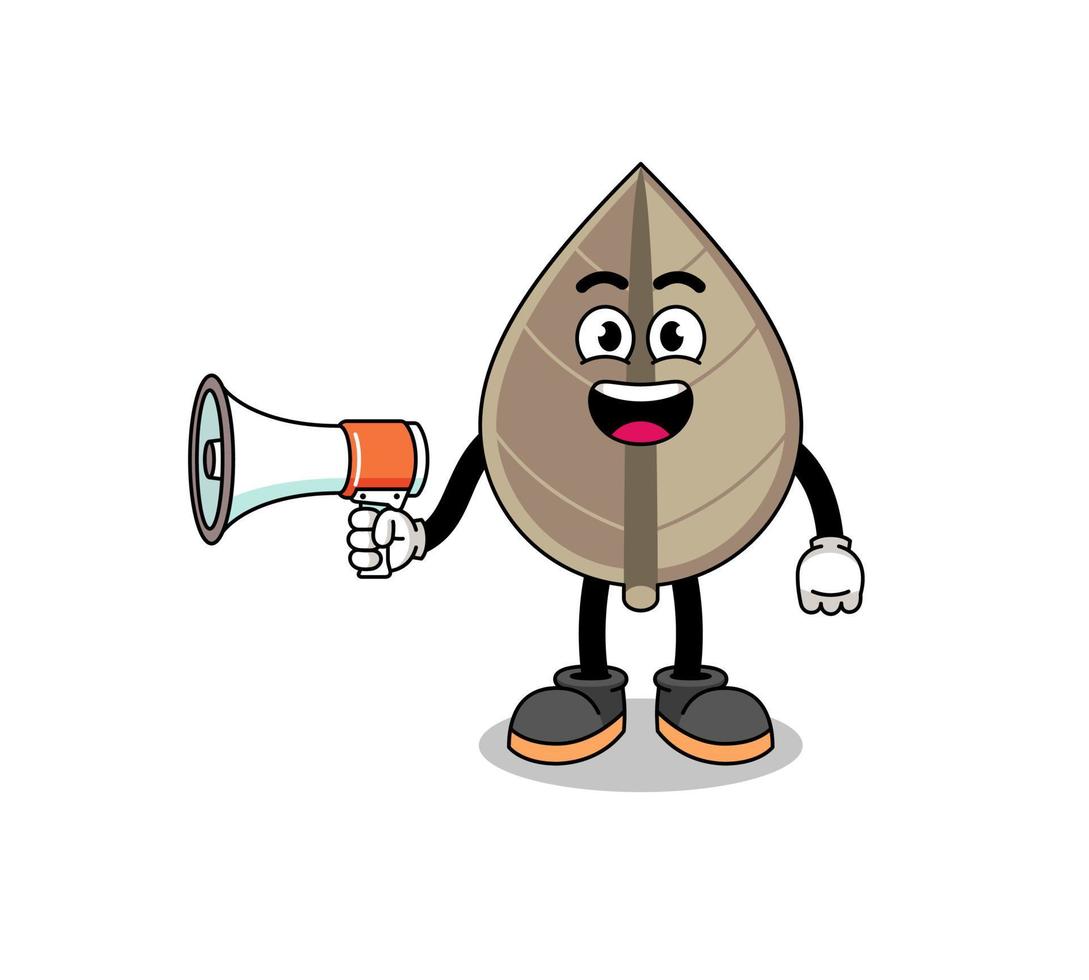 dried leaf cartoon illustration holding megaphone vector