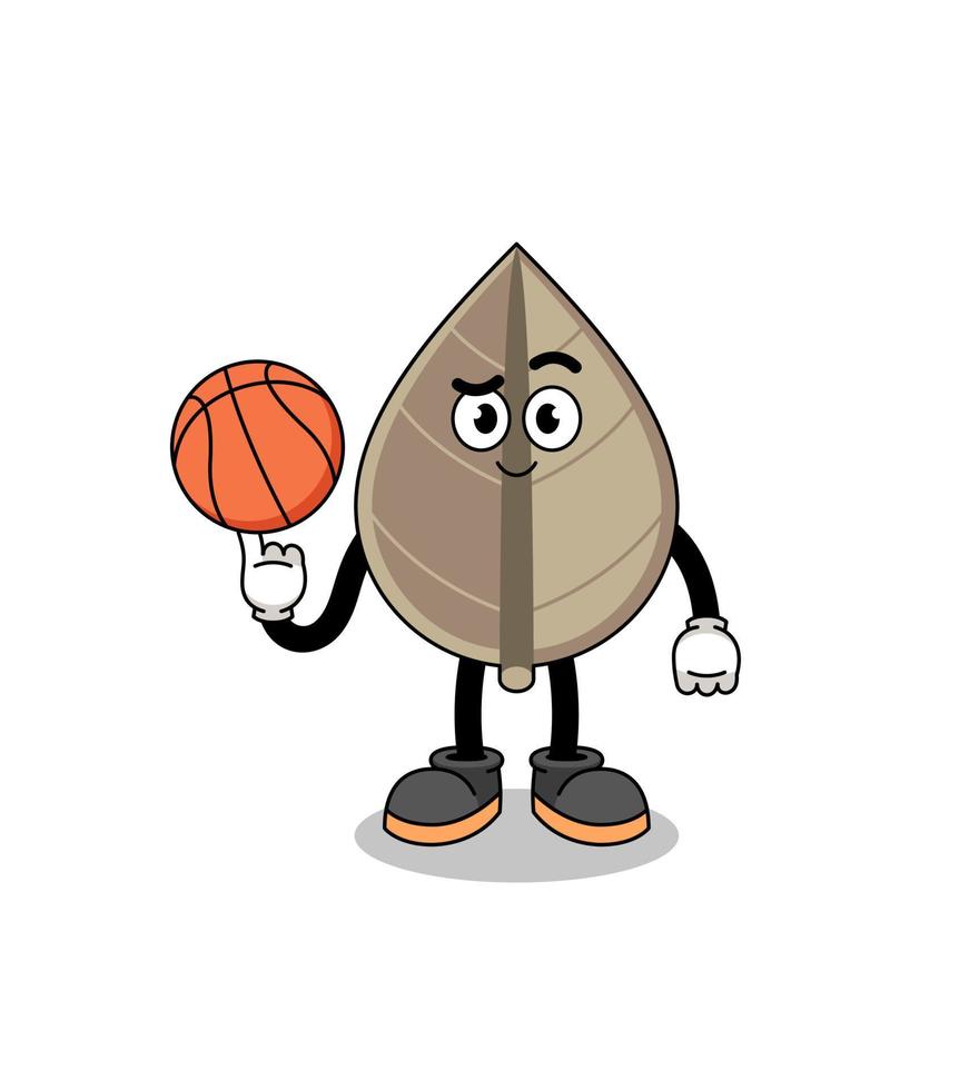 ilustración de hoja seca como jugador de baloncesto vector