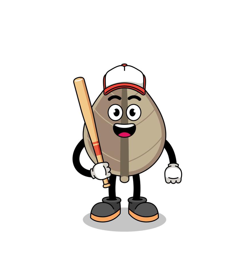 caricatura de mascota de hoja seca como jugador de béisbol vector