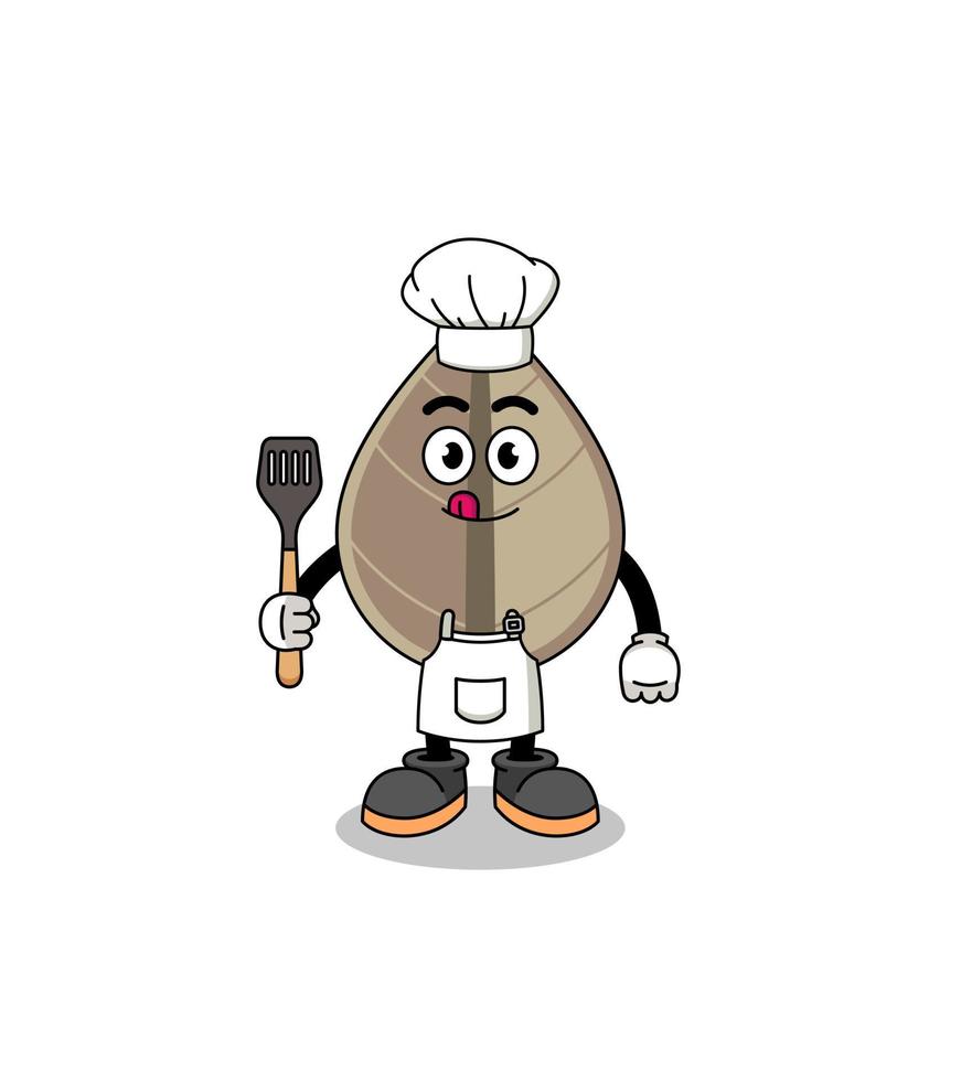 ilustración de la mascota del chef de hojas secas vector