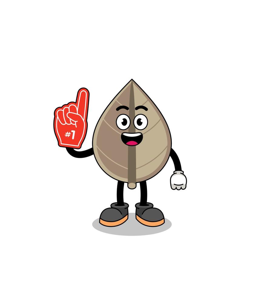 Cartoon mascot of dried leaf number 1 fans vector