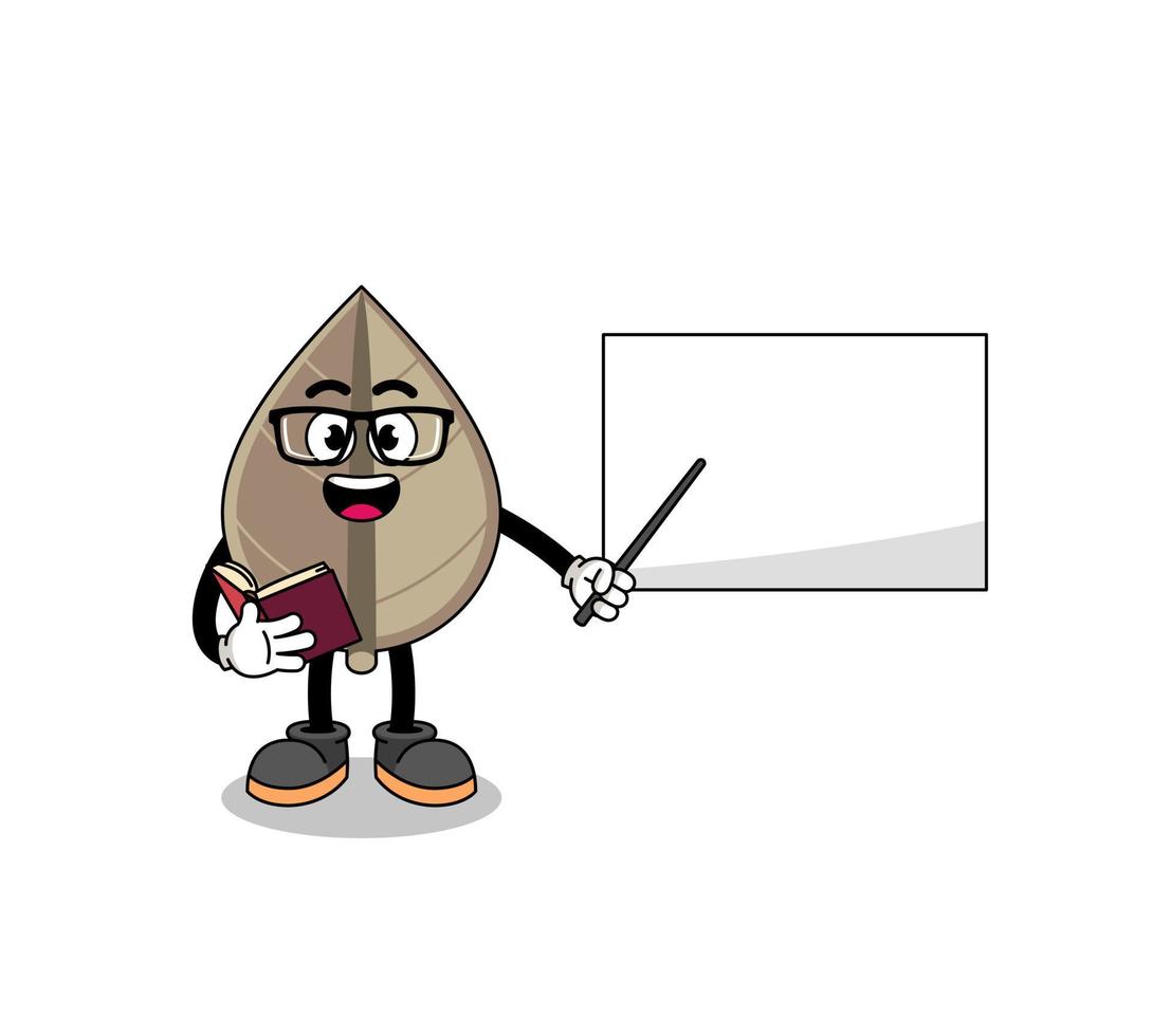 Mascot cartoon of dried leaf teacher vector