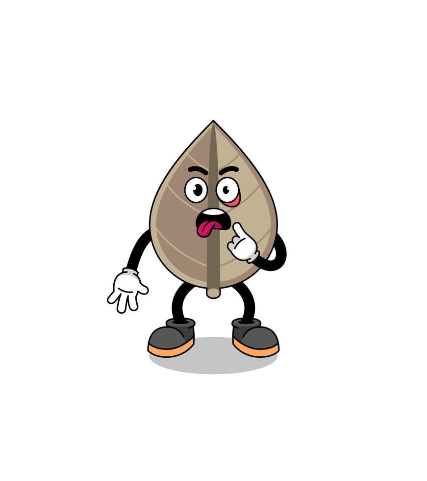 Character Illustration of dried leaf with tongue sticking out vector