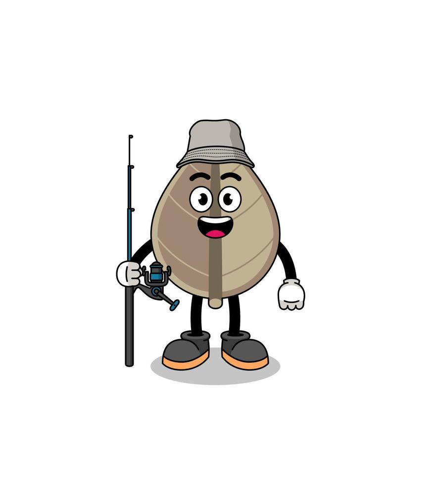 Mascot Illustration of dried leaf fisherman vector