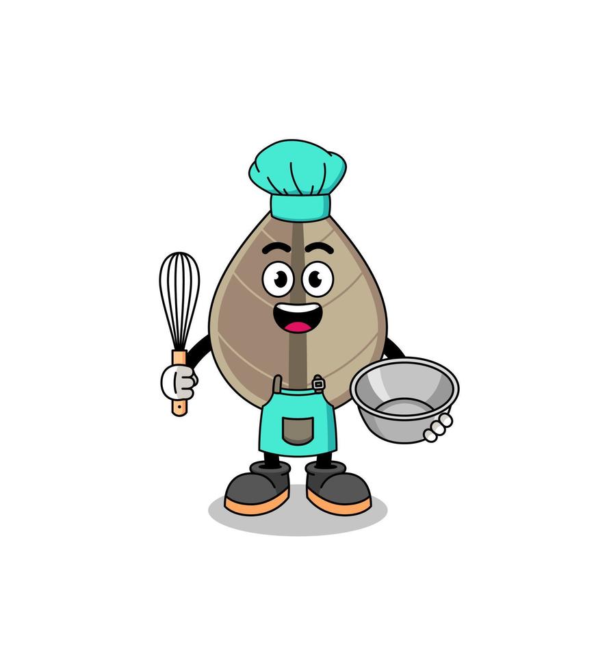 Illustration of dried leaf as a bakery chef vector