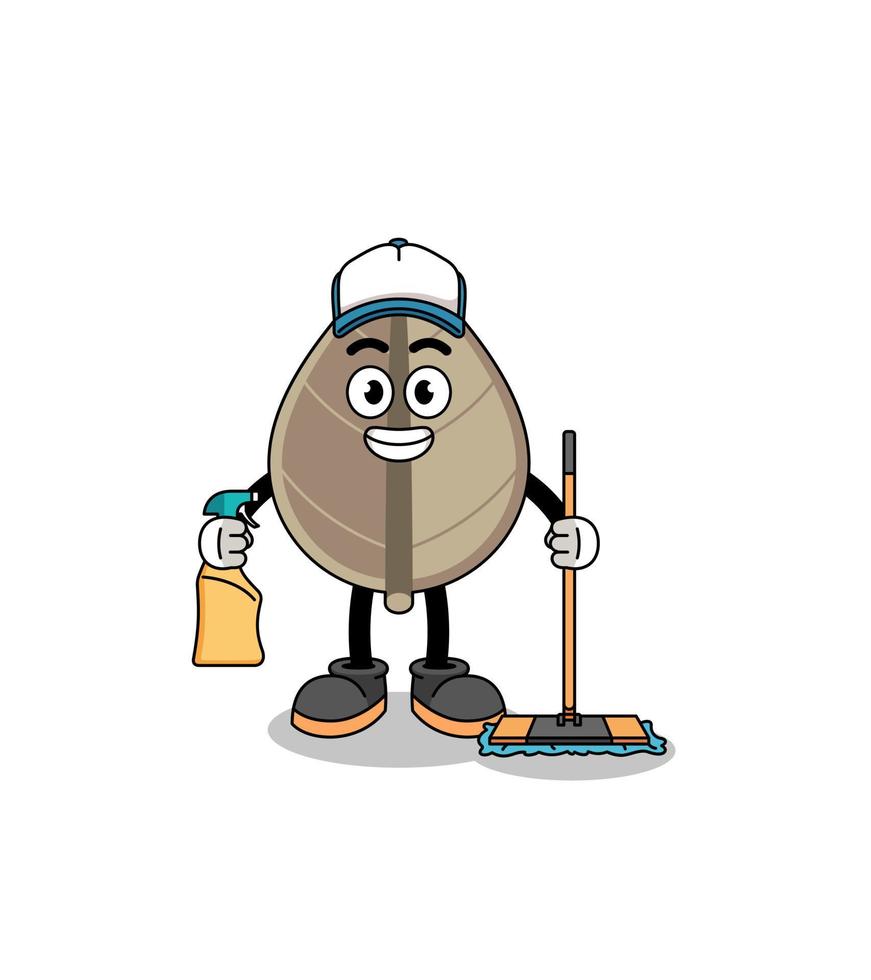 Character mascot of dried leaf as a cleaning services vector