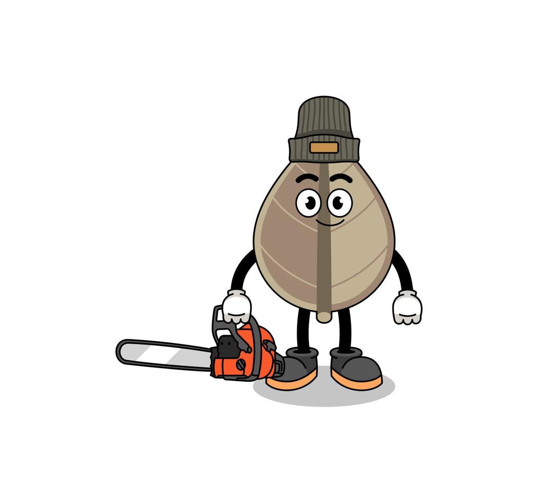 dried leaf illustration cartoon as a lumberjack vector