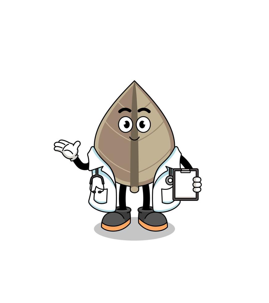 Cartoon mascot of dried leaf doctor vector