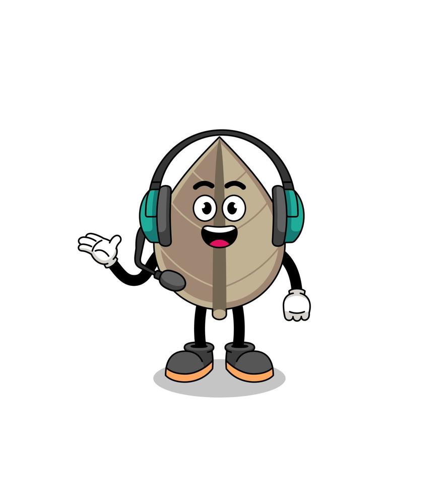 Mascot Illustration of dried leaf as a customer services vector