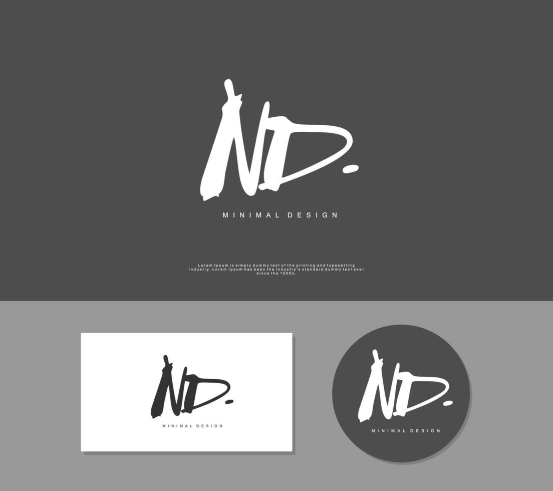 ND Initial handwriting or handwritten logo for identity. Logo with signature and hand drawn style. vector