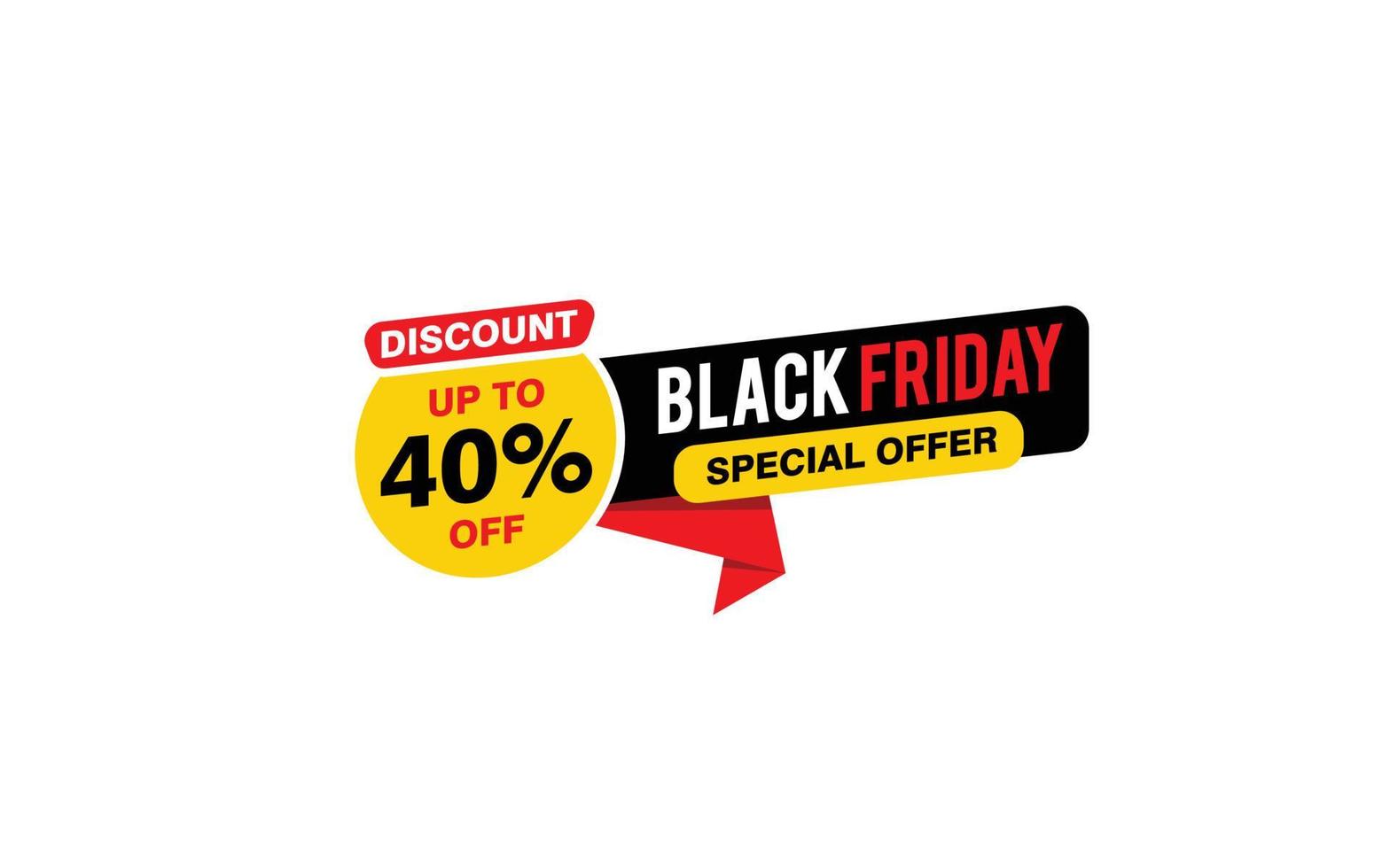 40 Percent discount black friday offer, clearance, promotion banner layout with sticker style. vector