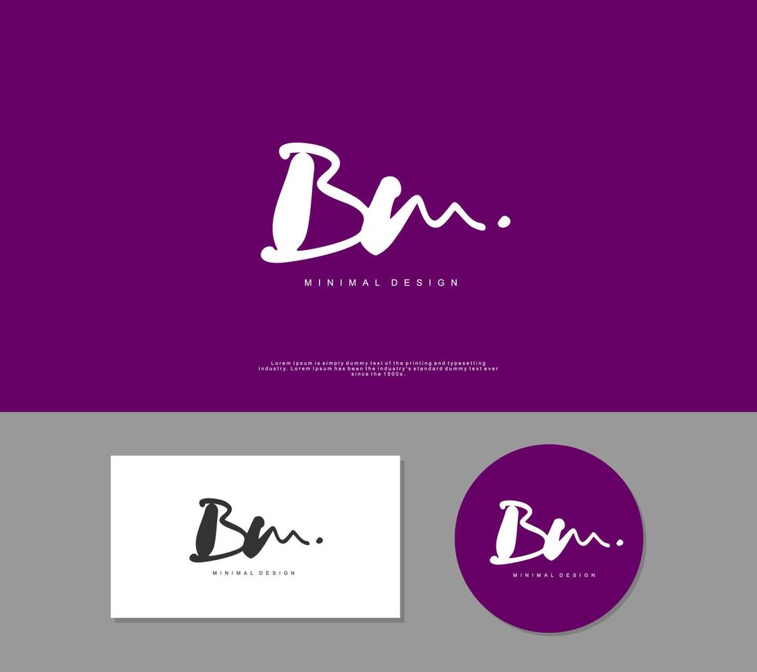 bm escritura inicial a mano o logotipo escrito a mano para la identidad. logo con firma y estilo dibujado a mano. vector