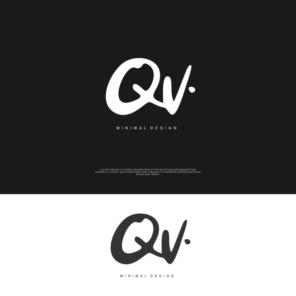 qv escritura inicial a mano o logotipo escrito a mano para la identidad. logo con firma y estilo dibujado a mano. vector