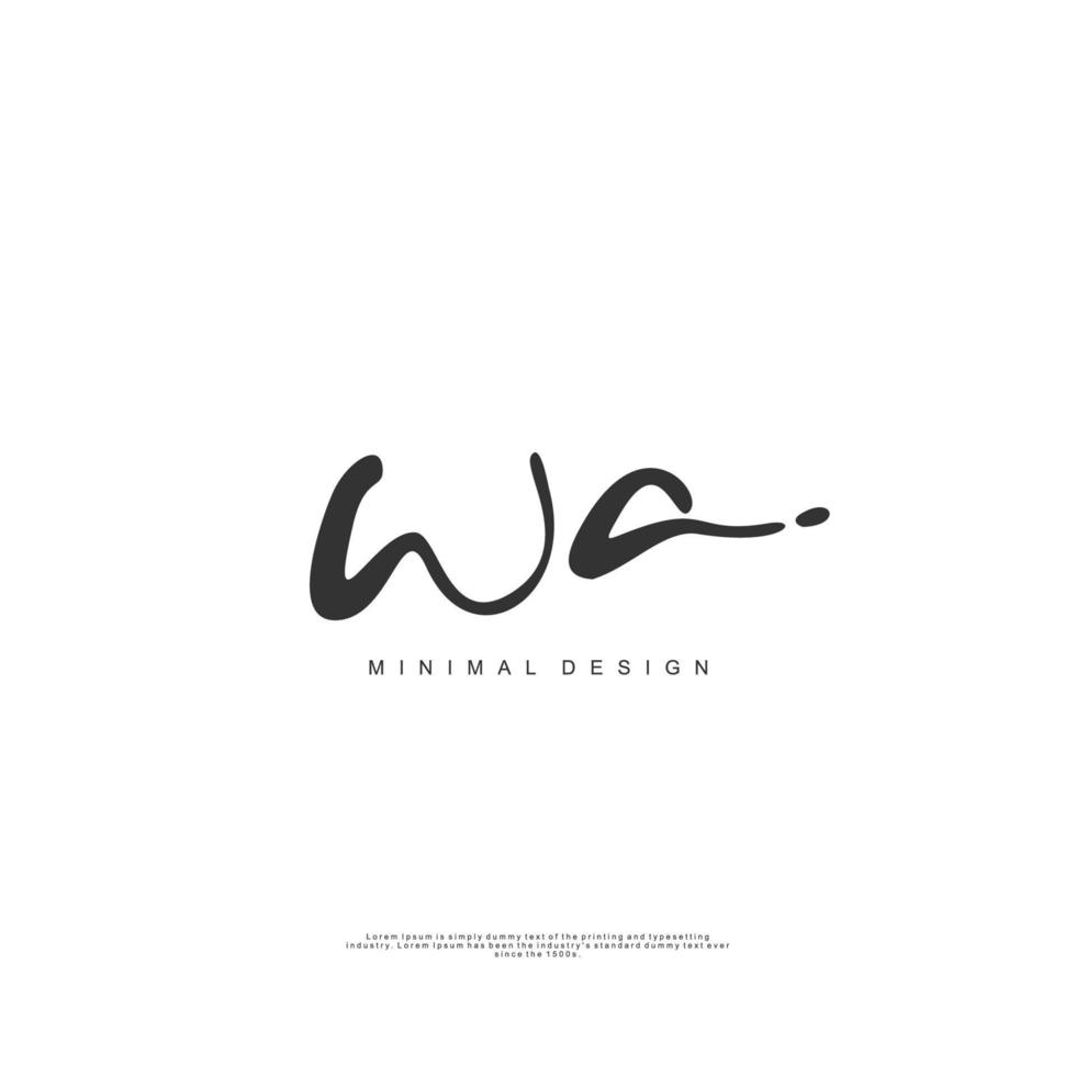 WA Initial handwriting or handwritten logo for identity. Logo with signature and hand drawn style. vector