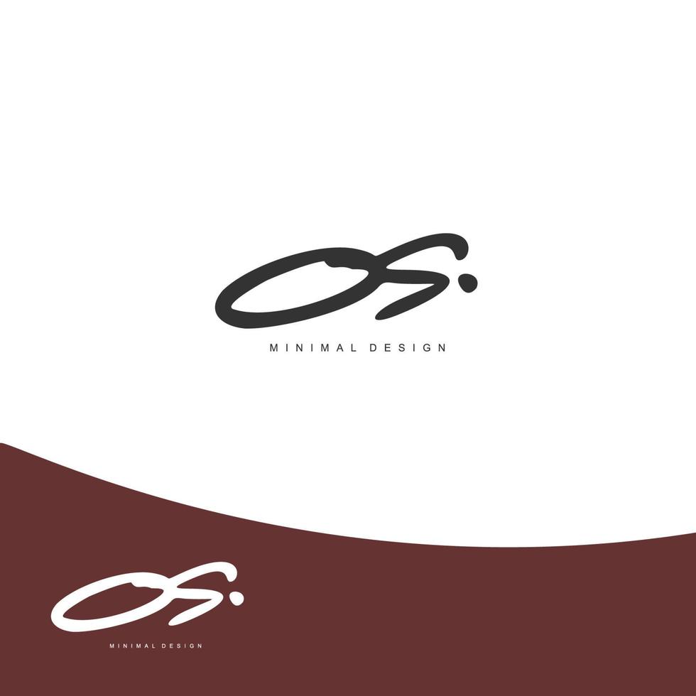 OS Initial handwriting or handwritten logo for identity. Logo with signature and hand drawn style. vector