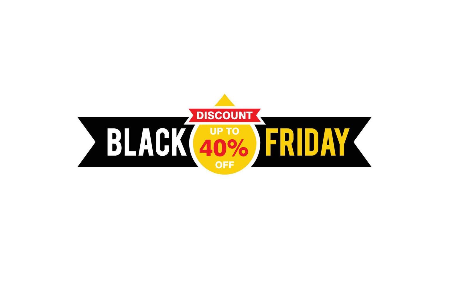 40 Percent discount black friday offer, clearance, promotion banner layout with sticker style. vector