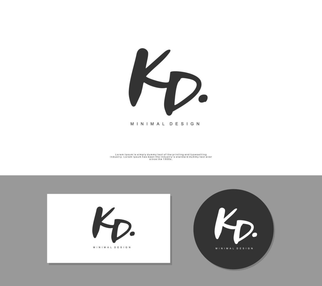 KD Initial handwriting or handwritten logo for identity. Logo with signature and hand drawn style. vector