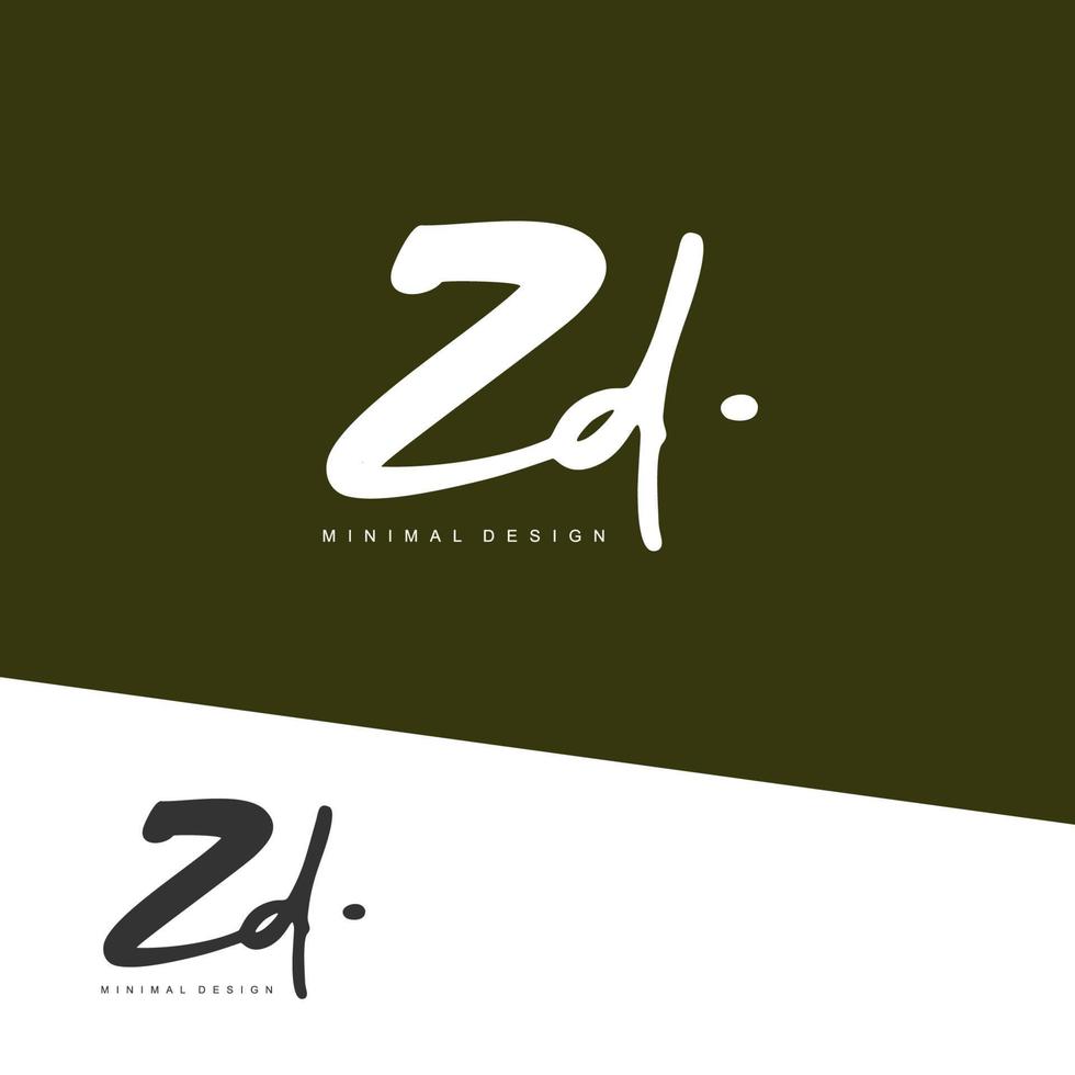 ZD Initial handwriting or handwritten logo for identity. Logo with signature and hand drawn style. vector