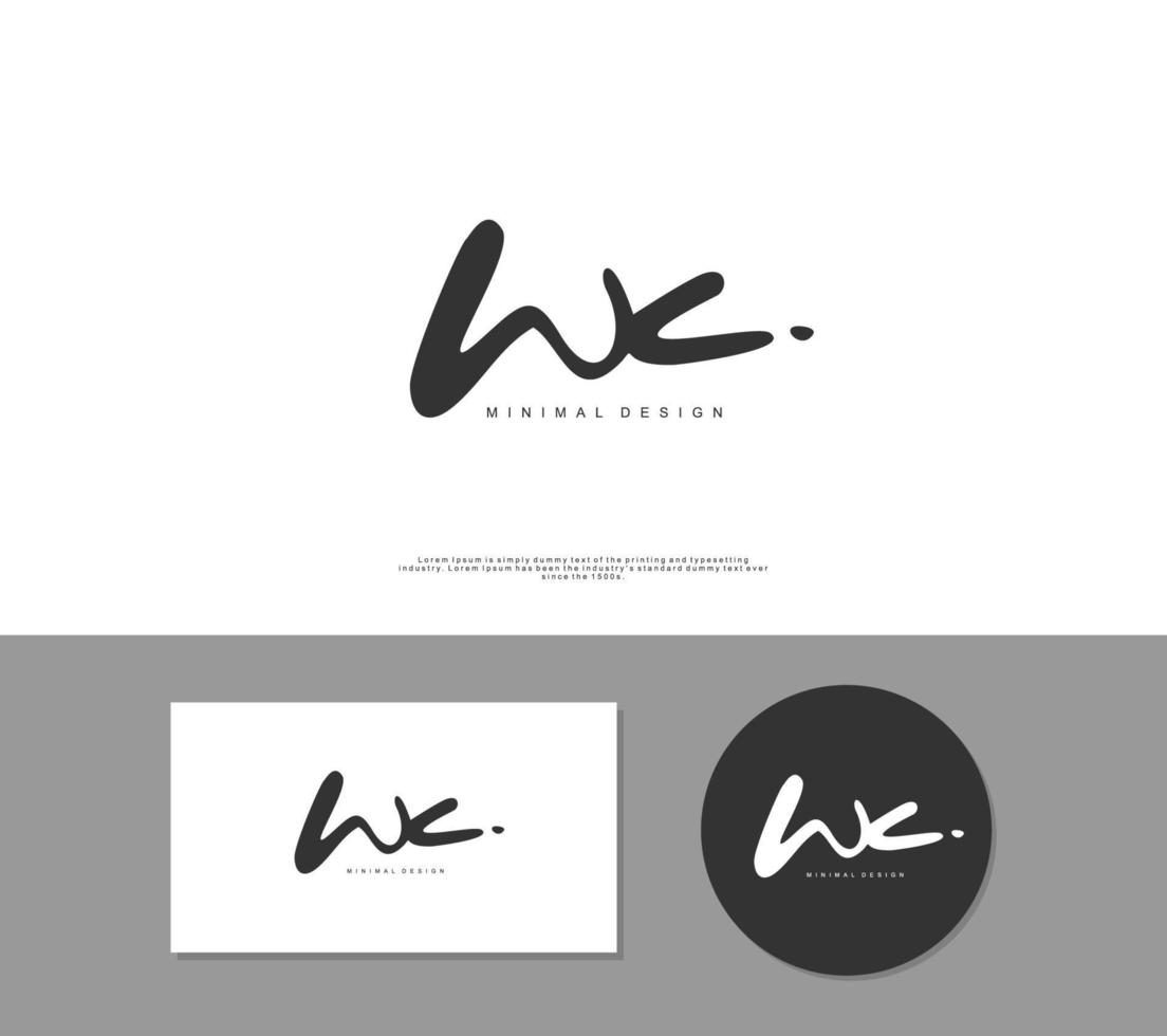 WC Initial handwriting or handwritten logo for identity. Logo with signature and hand drawn style. vector