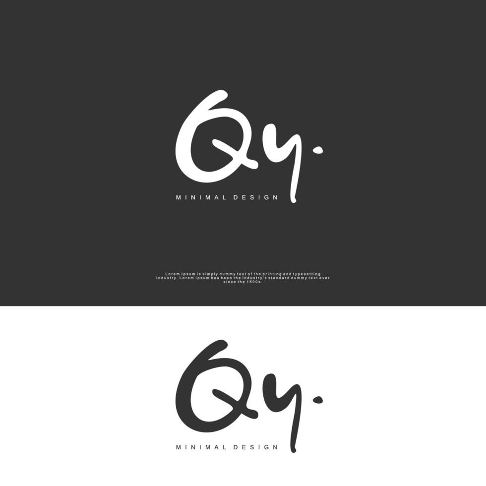 QY Initial handwriting or handwritten logo for identity. Logo with signature and hand drawn style. vector