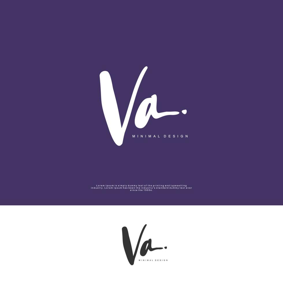 VA Initial handwriting or handwritten logo for identity. Logo with signature and hand drawn style. vector
