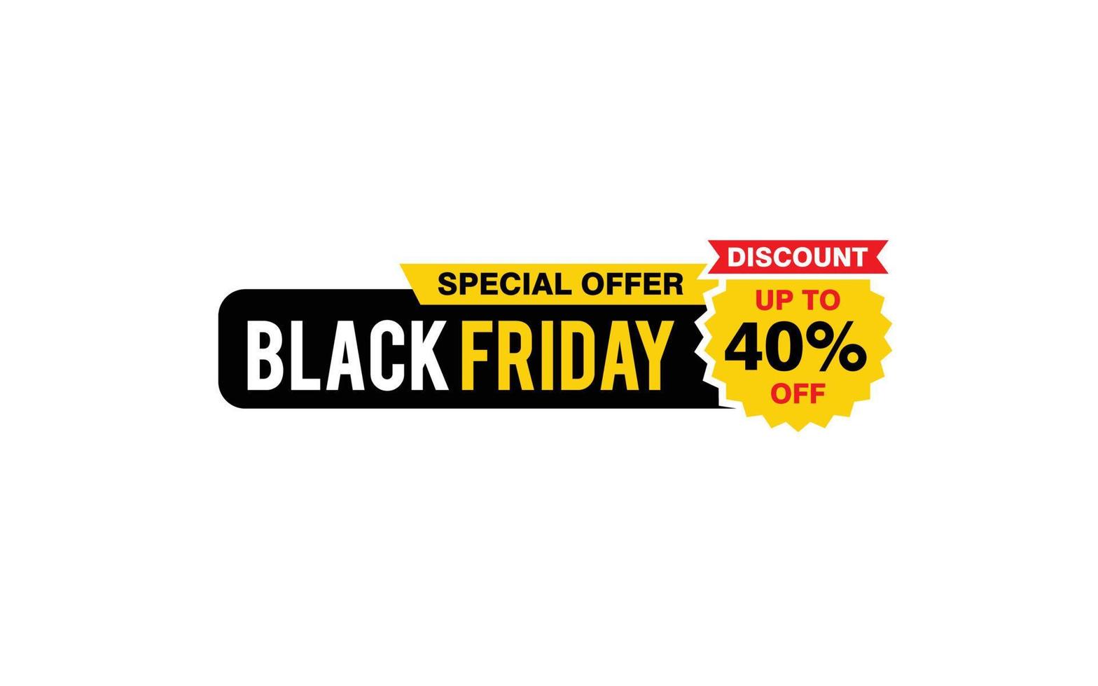 40 Percent discount black friday offer, clearance, promotion banner layout with sticker style. vector