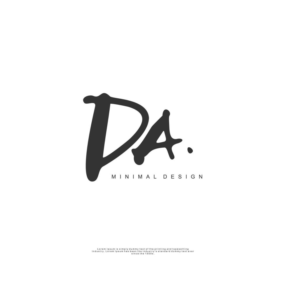 DA Initial handwriting or handwritten logo for identity. Logo with signature and hand drawn style. vector