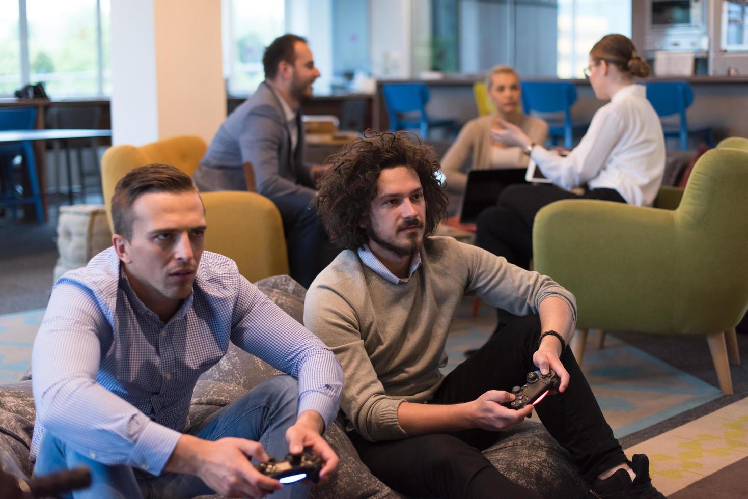 startup Office Workers Playing computer games photo