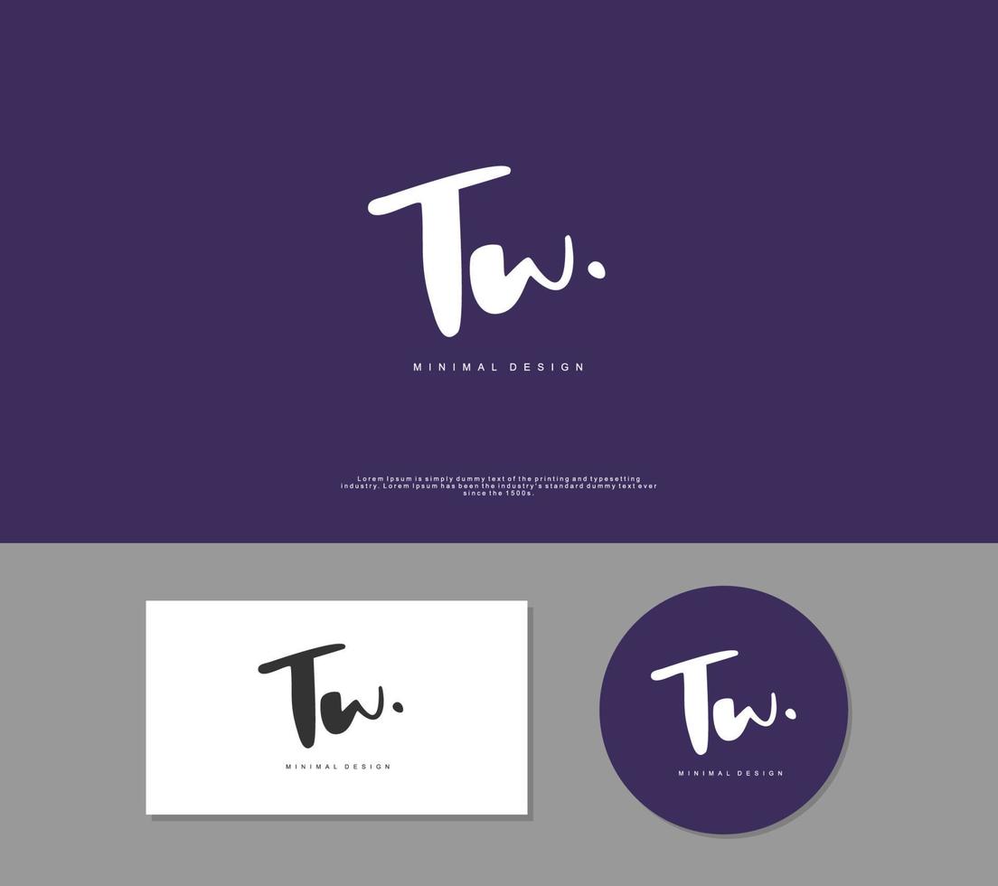 TW Initial handwriting or handwritten logo for identity. Logo with signature and hand drawn style. vector