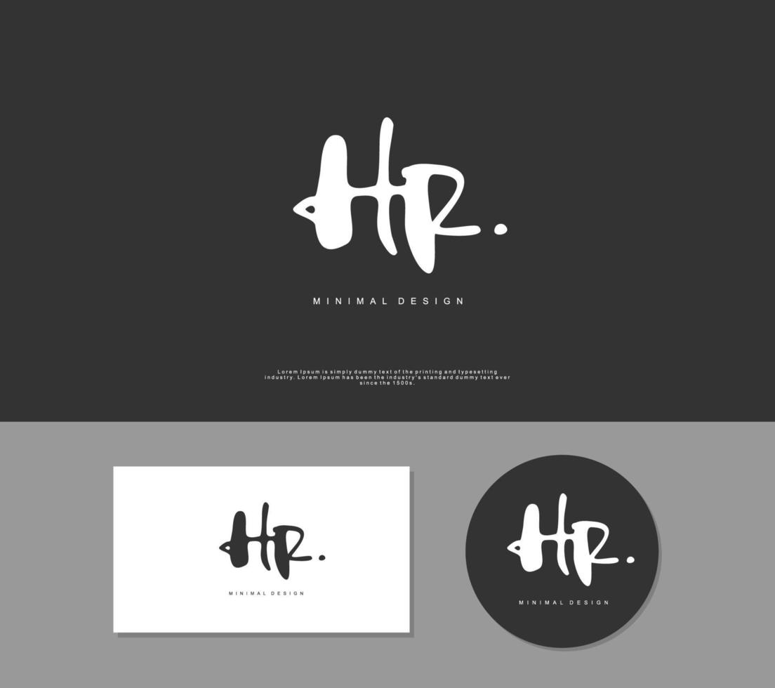 HR Initial handwriting or handwritten logo for identity. Logo with signature and hand drawn style. vector